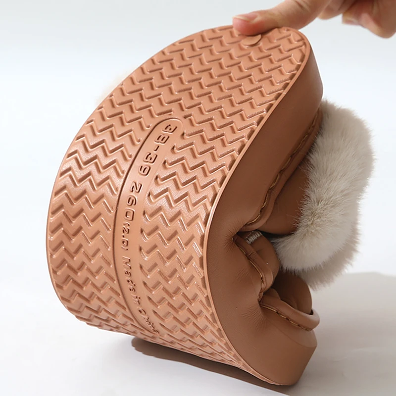 Korean Fluffy Bowknot Cotton Slippers Women 2025 Winter Indoor Non Slip Warm Fur Slippers Woman Comfortable Thick Soles Shoes