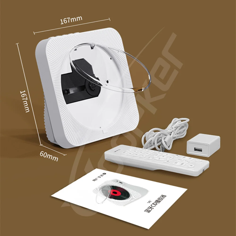 Woopker CD Player Portable Bluetooth Stereo HiFi Sound Speaker Support Remote Control FM Radio LED Screen AUX TF CD Music Player