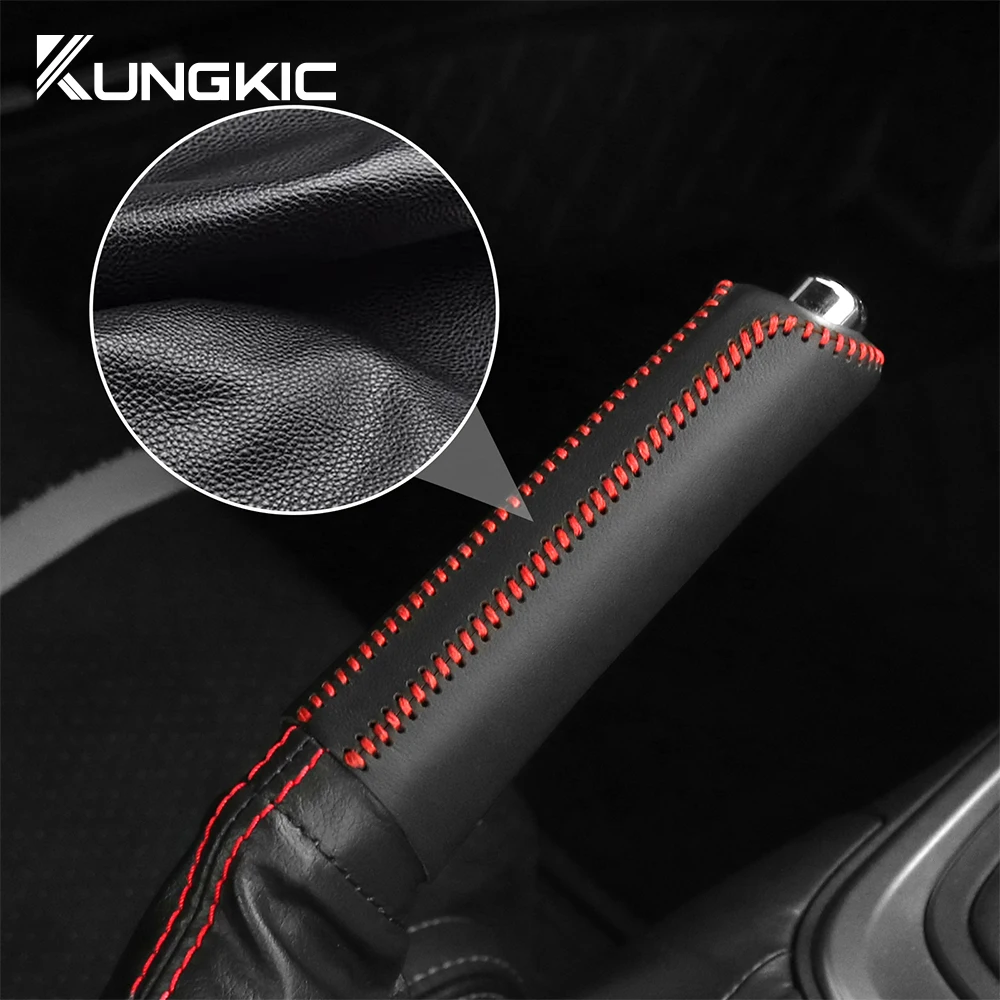 Handbrake Cover For Subaru BRZ Toyota GR86 2021 2022 2023 Gear Shift Cover Hand-stitched Genuine Leather Suede Shifter Knob 5