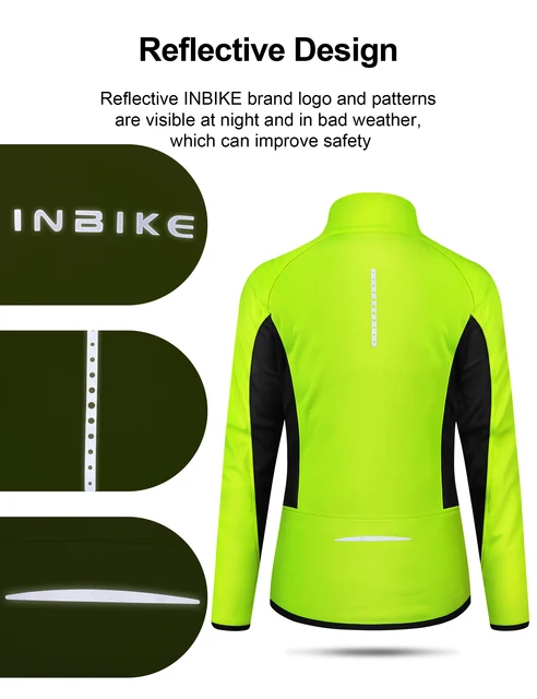INBIKE Winter Women Cycling Jackets Thermal Fleece Biking Clothes Bicycle Road Bike Windbreaker MTB Reflective Jacket  for Women