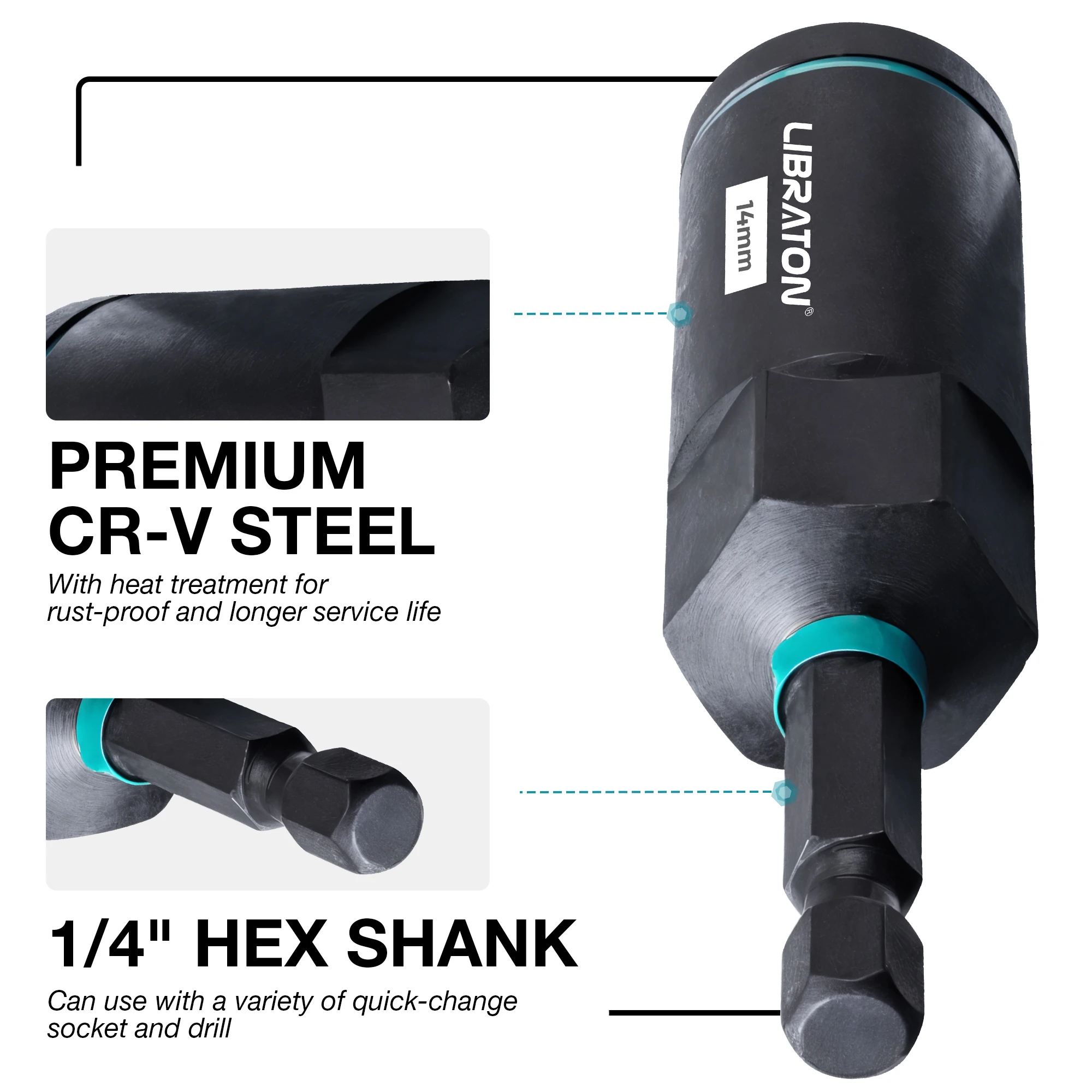 18PC Magnetic Nut Driver Set 1/4" Hex Shank Bit For Impact Drill Metric
