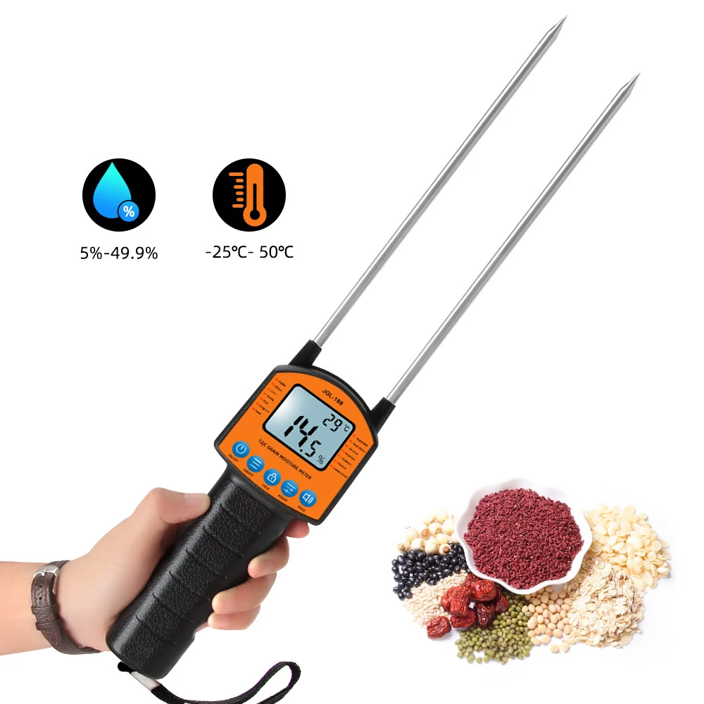 

Digital Grain Moisture Meter JGL-188 Hygrometer with Measuring Probe For Corn Wheat Rice Bean Peanut Sorghum Humidity Tester