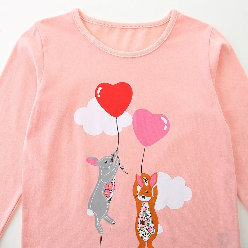 Baby Girls Children's Clothing 2025 Autumn Cartoon Mouse Balloon Long Sleeves T-shirt Cotton Tops Kids Clothes
