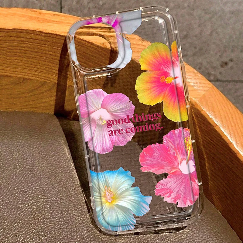 Art Hibiscus Floral Clear Silicone Phone Case
