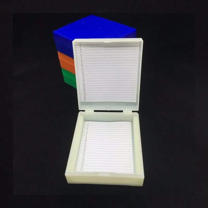 Plastic Microscope Glass Slide Box 100 50 25 12 10pcs Biological Slices Storage Case Holder Prepared Microscope Slides microscope glass slides