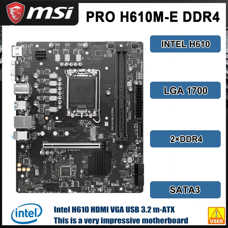 MSI　PRO H610M-E DDR4　LGA1700 PRO H610M-E DDR4 Motherboard M-ATX - Intel 12th Gen Processors