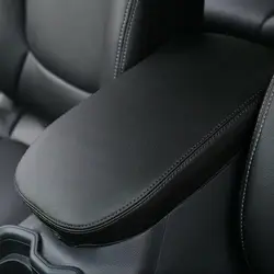 Premium Leather Armrest Cover for Car Console Storage Lid Protection (Black)