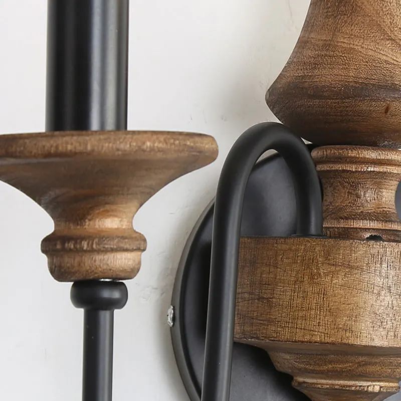 American Style Rural Wooden Wall Lamps for Living Room Bedroom Bedside Lamp Corridor Staircase Aisle Homestay Hotel Lighting