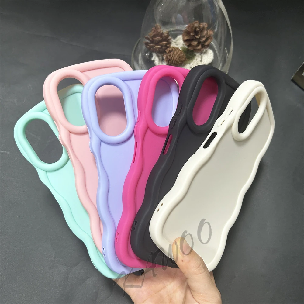 Macaron Colors Curly Frame Soft TPU Shockproof Slim Phone Case Cover