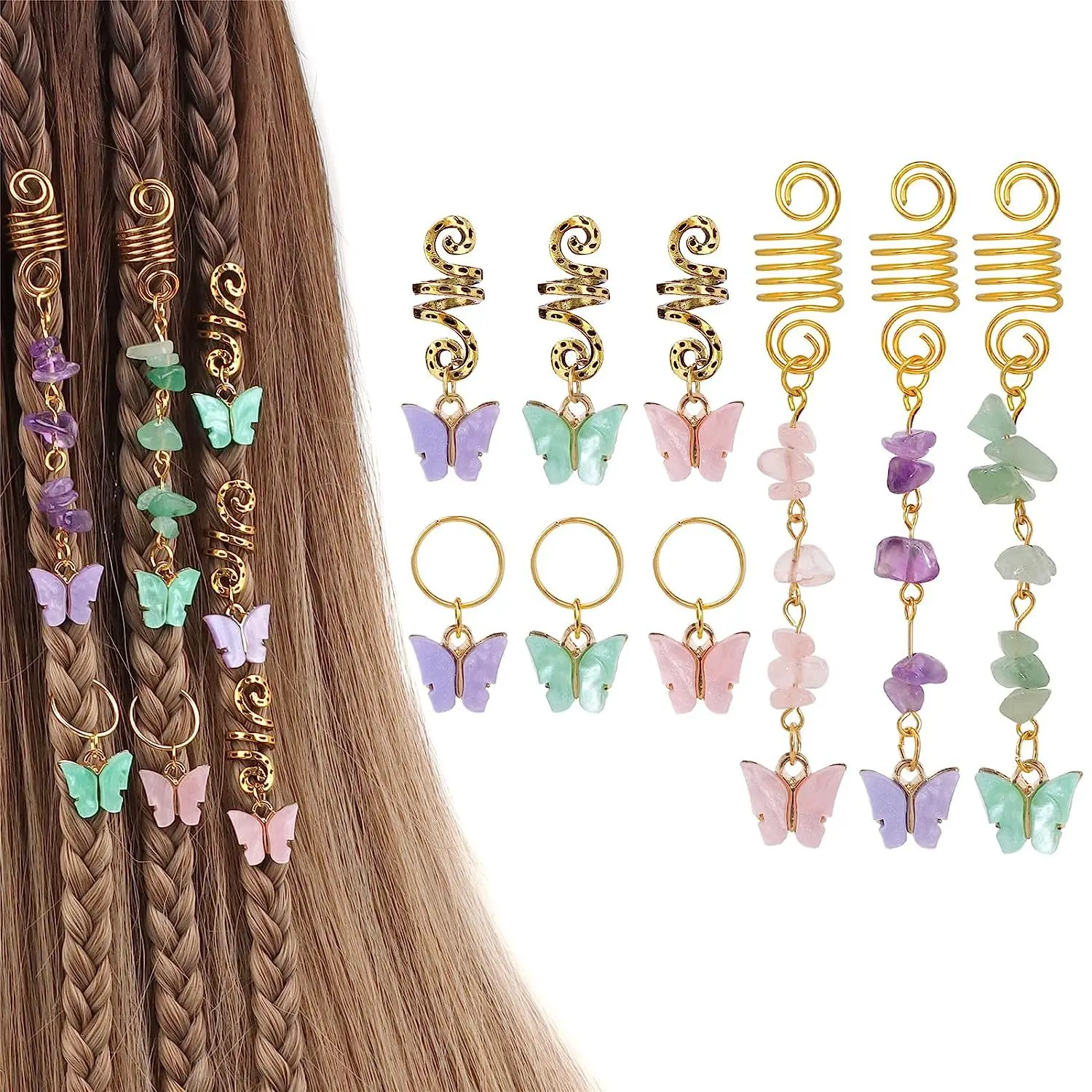 StonePendantHairRingDreadlockBeadsHairAccessoriesforBraids
