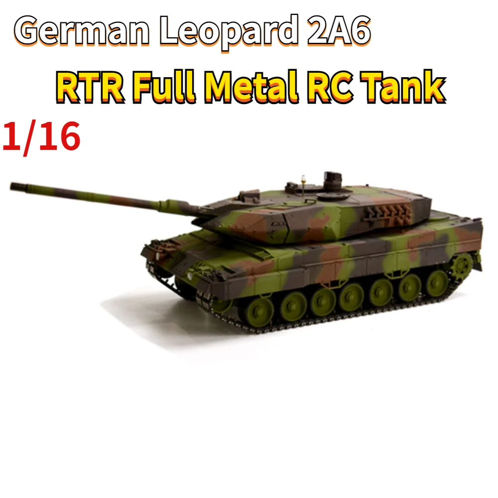 

RC TANK 1/16 German Leopard 2A6 Main Battle Tank Toy Full Metal World War II Tank Chariot with Smoke Sound Set Tank Toy RTR