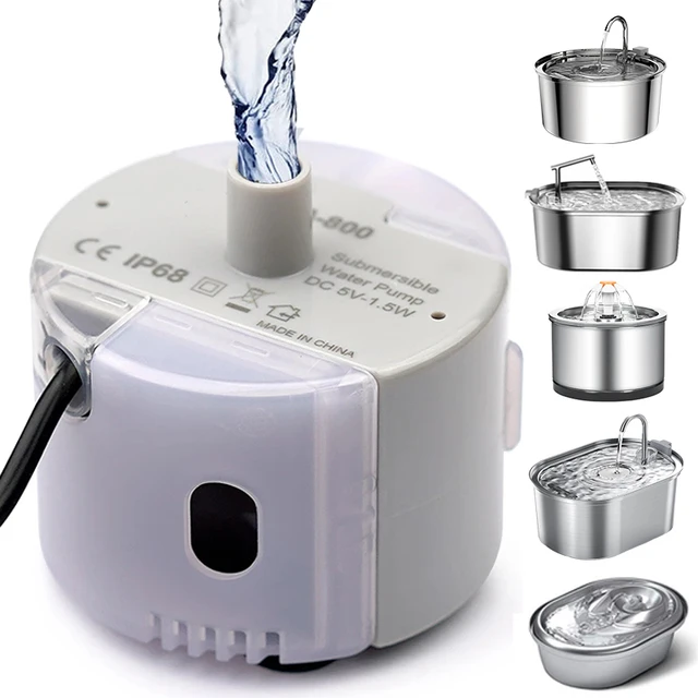 Pet Fountain Motor Submersible Pump Cat Water Drinker SMA-800 USB Water Pump Cats Fountain Accessories Mute DC ，cleaning kit