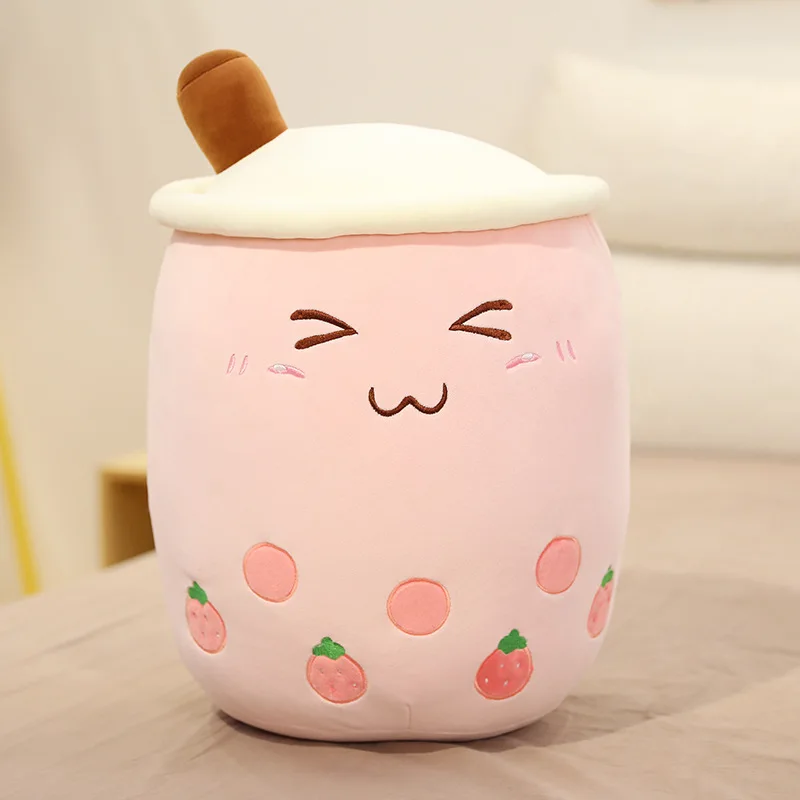 Cute Fruit Bubble Tea Cup Plush Toys Cute Milk Tea Pillow Fruit Boba With Suction Soft Stuffed Hug Toy Home Decor Birthday Gifts 4