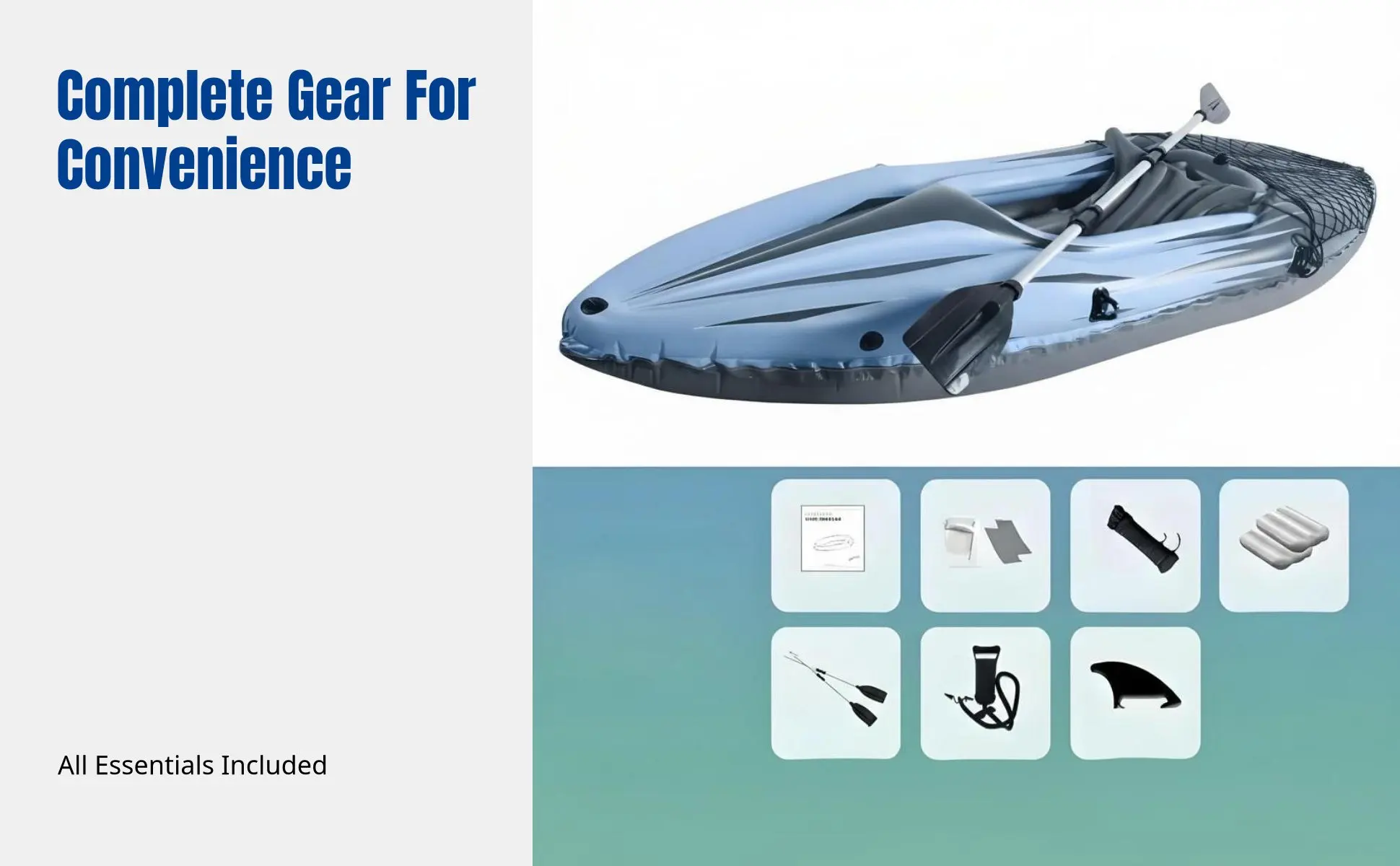 Foldable Inflatable Canoe, Thickened Kayak, Wear-Resistant Raft for Single or Double Use, Fishing, Drifting