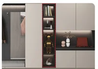 โมเดิร์นหรูหราไม้ห้องโถงกระจกเฟอร์นิเจอร์เก็บสมาร์ทชั้นวางรองเท้าตู้ PVC Lacquer อะคริลิค MDF รวมทั้งอ่างล้างจานบานพับก๊อกน้ํา 5