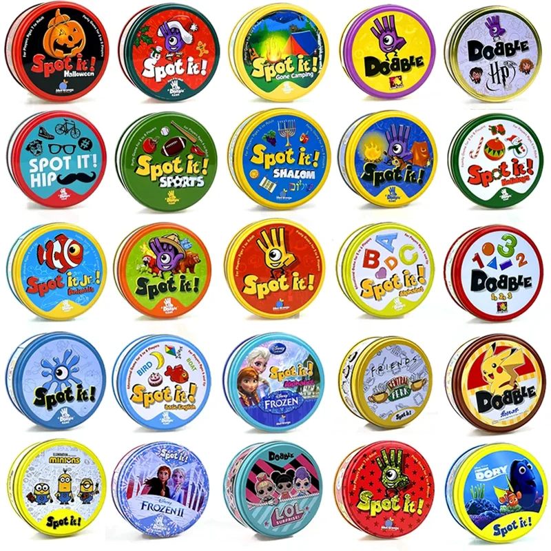 

Spot It Dobble Juego Cards Board Game Disney 100th Anniversary PAW Patrol Mirage Studios Pokemon Pikachu Card Party Kids Gifts