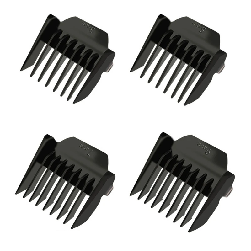 4Pcs Limit Comb Replacement Combs Trimmer Head Limit Comb For Hair Clipper 3Mm 5Mm 7Mm 9Mm,Black