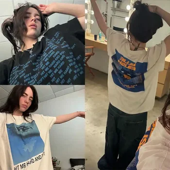 2025 Billie Hit Me Hard and Soft Printed T-Shirt Men's Women's Summer Harajuku O-Neck Cotton European Size Casual Summer Top 1