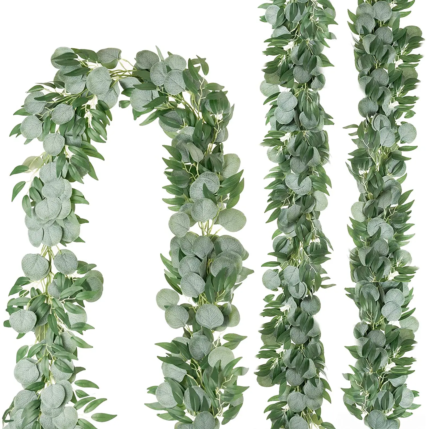 

3 Pack Artificial Eucalyptus Garland with Willow Leaves Fake Hanging Greenery Vines for Wedding Table Runner Doorways