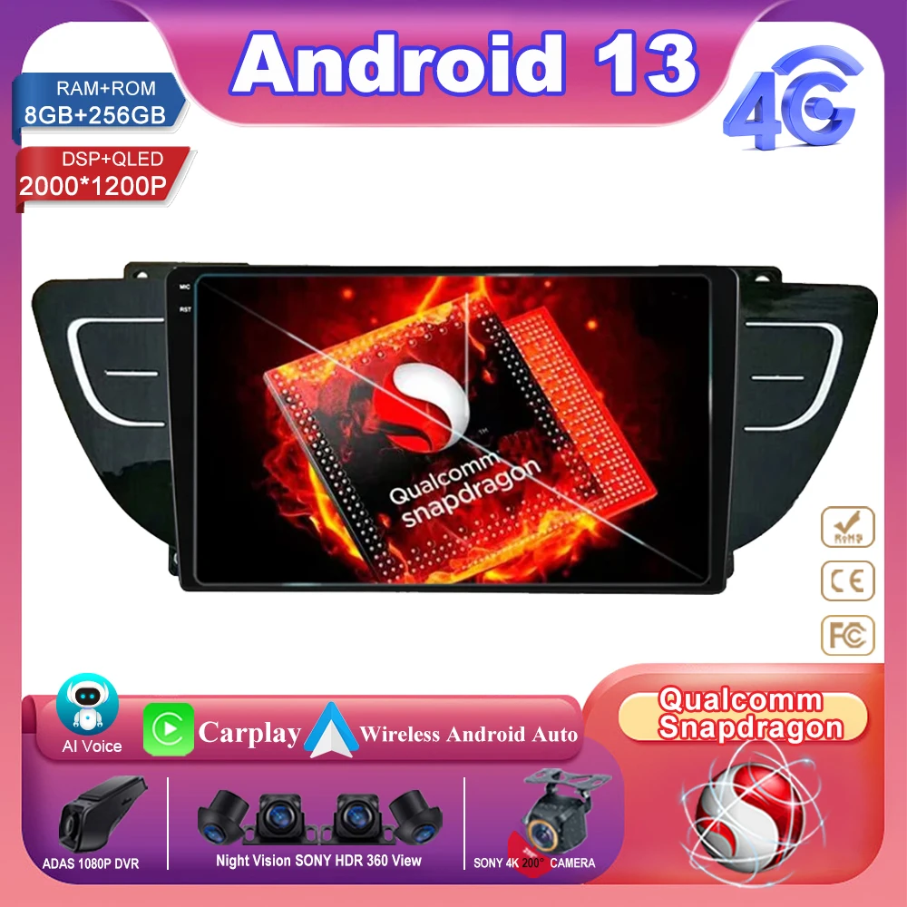 

Автомобильное радио, мультимедийный видеоплеер, навигатор GPS No 2din Qualcomm Snapdragon Android 13