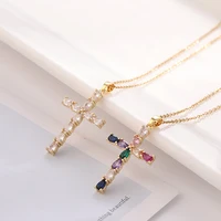 Fashion Zircon Cross Pendant Necklace For Women Man Gold Plated Stainless Steel Clavicle Chain Necklaces Trend Couple Jewelry - Image 5