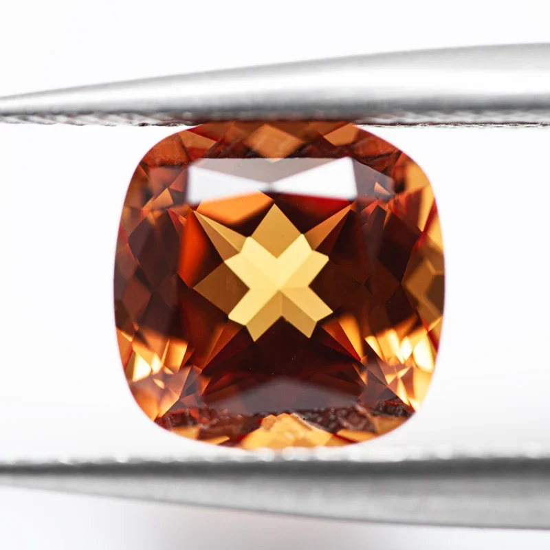 Lab Grown Sapphire Square Cushion Shape Sunset Orange Color Charms Beads for Diy Jewelry Making Ring Selectable AGL Certificate