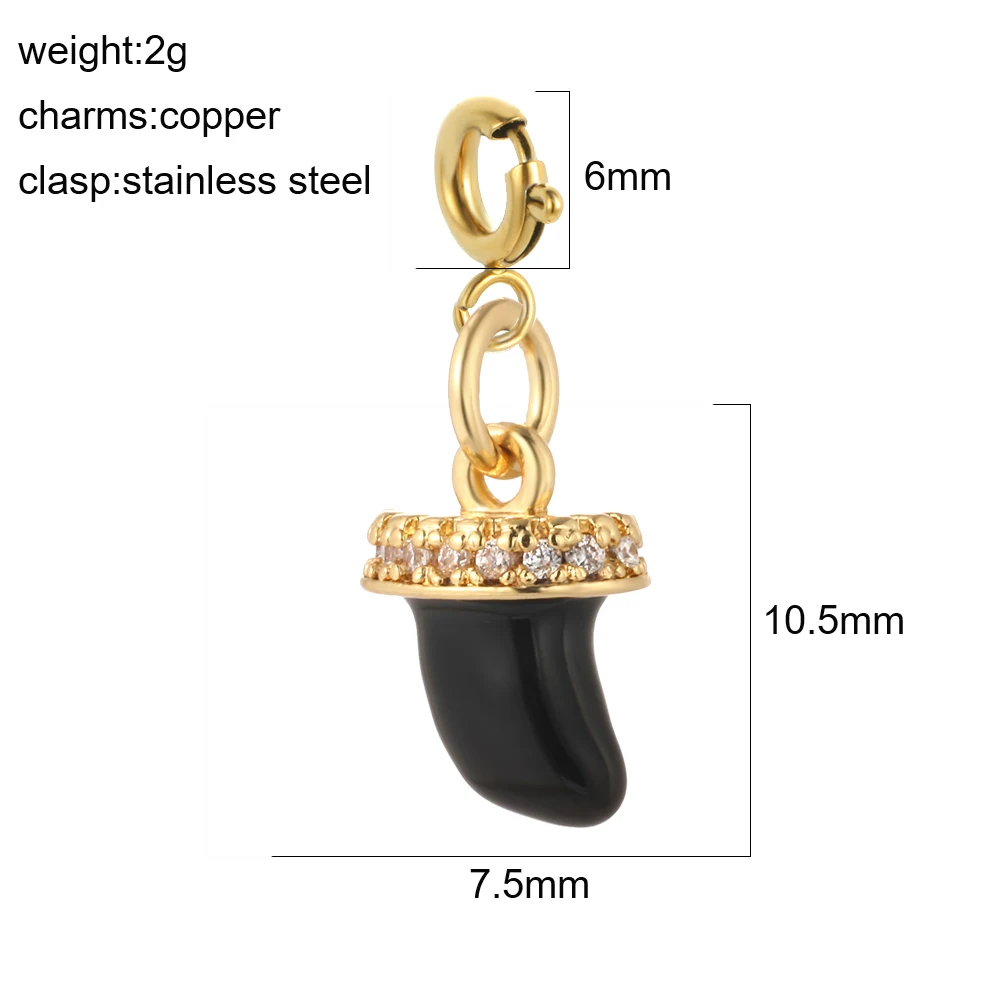 3 Stück Edelstahl-Federschnalle, böhmische süße Emaille, bunte Chili-Charms, goldener Anhänger, DIY-Halskette, Schlüsselanhänger-Zubehör – Detail 22