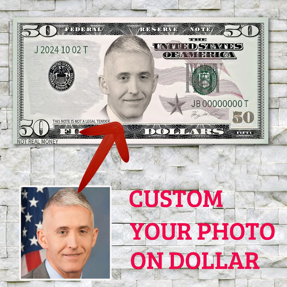 Customized Portrait Art on $100 Bill Canvas - Unique Wall Decor