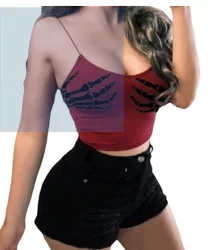 2022 novo colete sexy crânio mão estilingue senhoras rua topo moda u neck confortável verão casual topo