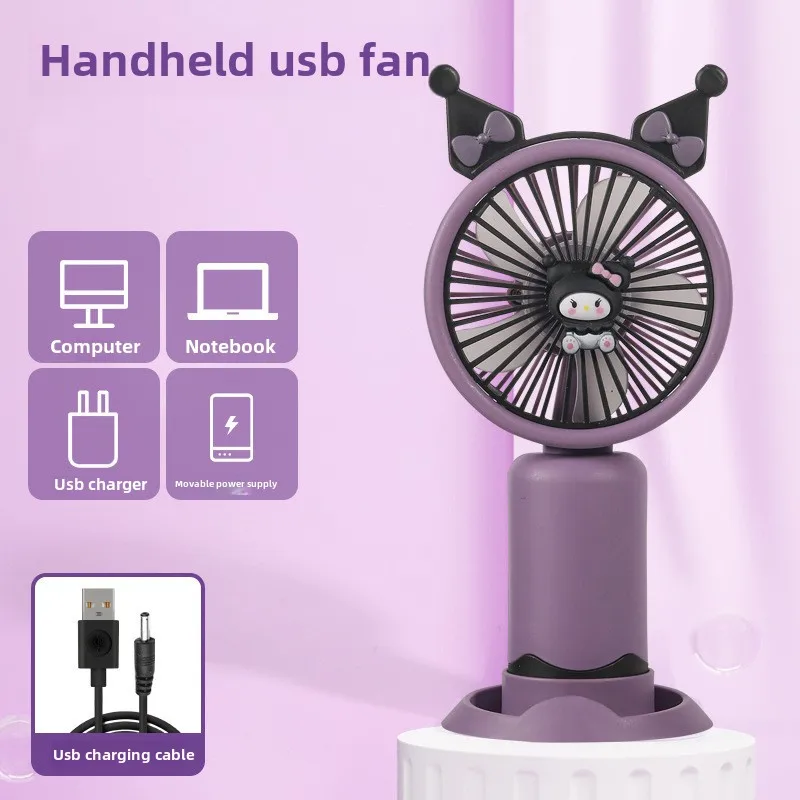 Small Fan Desktop Handheld Cartoon Cool Mini Practical Electric Fan Charging Portable Gift Office Portable Birthday Gift 6