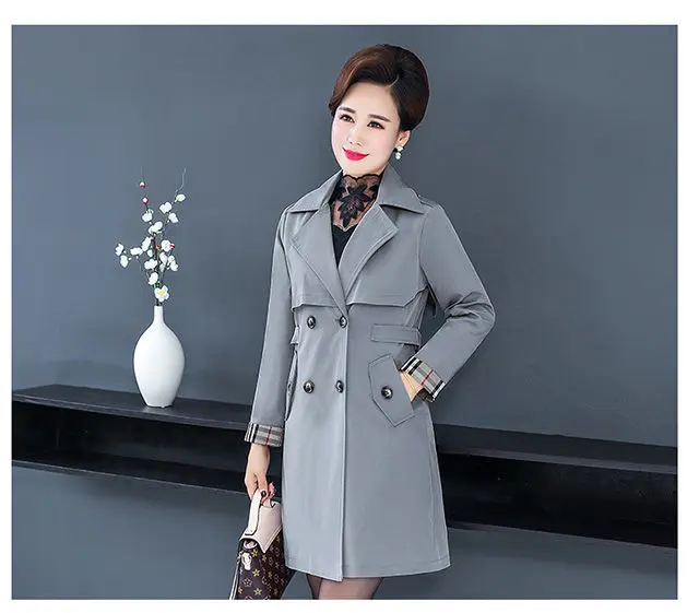 long black puffer Middle-age Elderly Spring Autumn Coat 2022 New Women Autumn Mid-length Trench Coat Women Loose Plus Size 5XL Windbreaker Jacket down coats & jackets