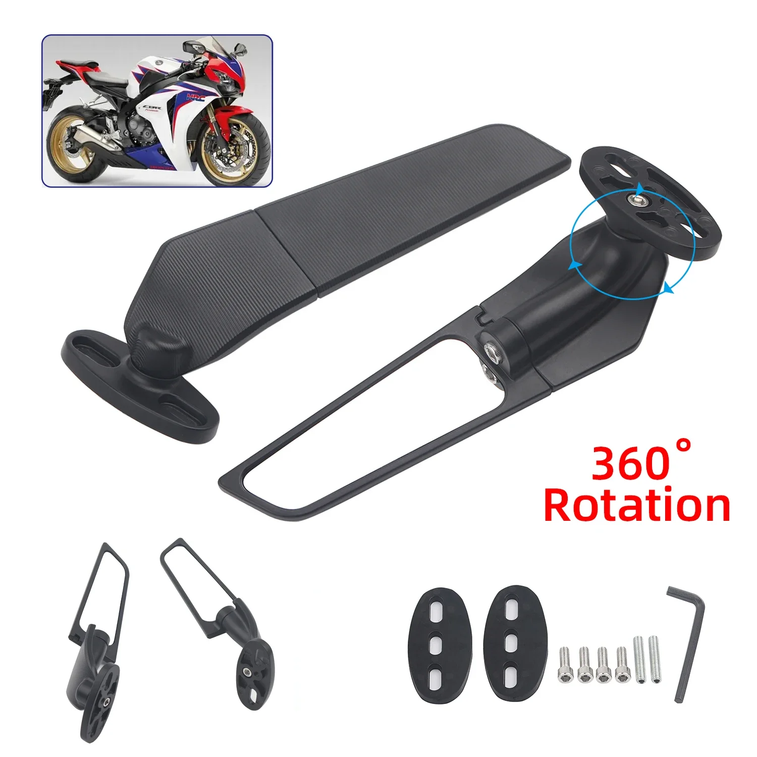 

For Honda CBR1000RR CBR600RR CBR 250R 300R 400RR 500R Motorcycle Mirror Modified Wind Wing Adjustable Rotating Rearview Mirror