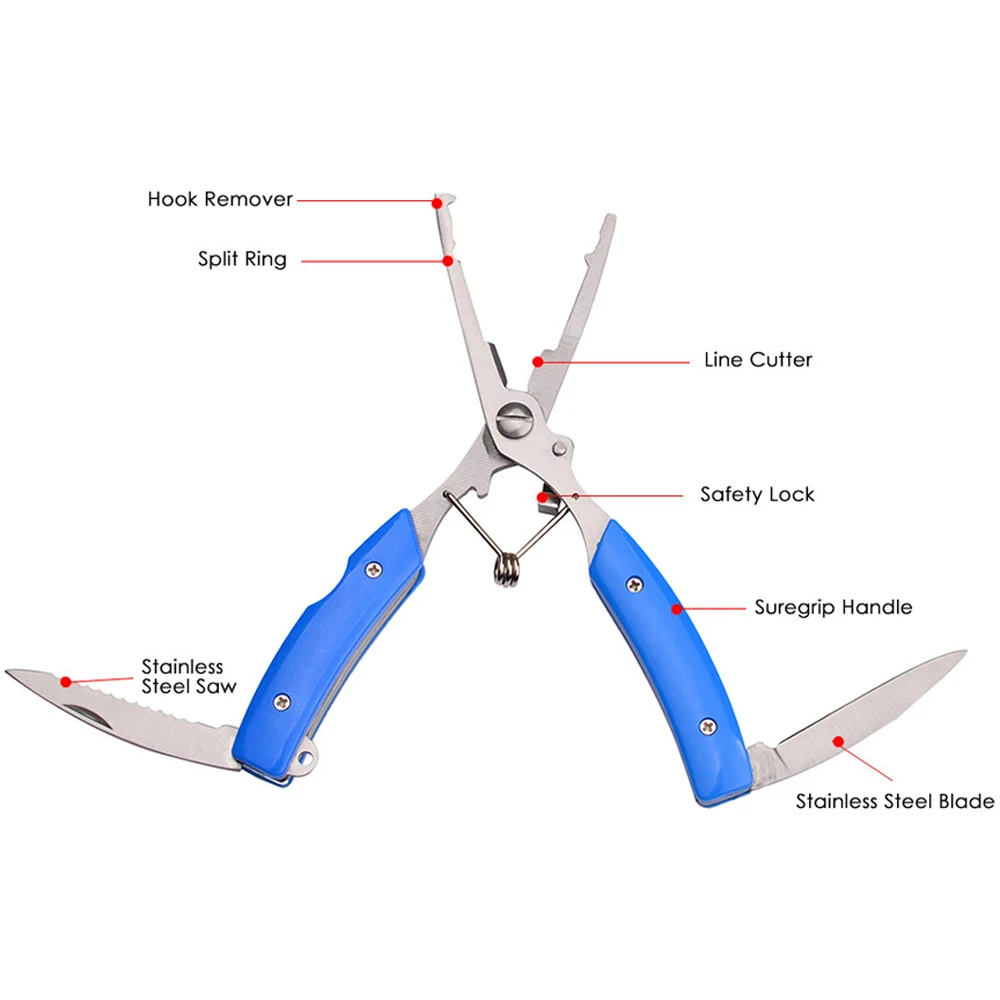 Multi-Functional Aluminium Alloy Fishing Pliers Stainless Steel Scissor  Fish Hook Remover Braid Line Lure Cutter Tackle Tools