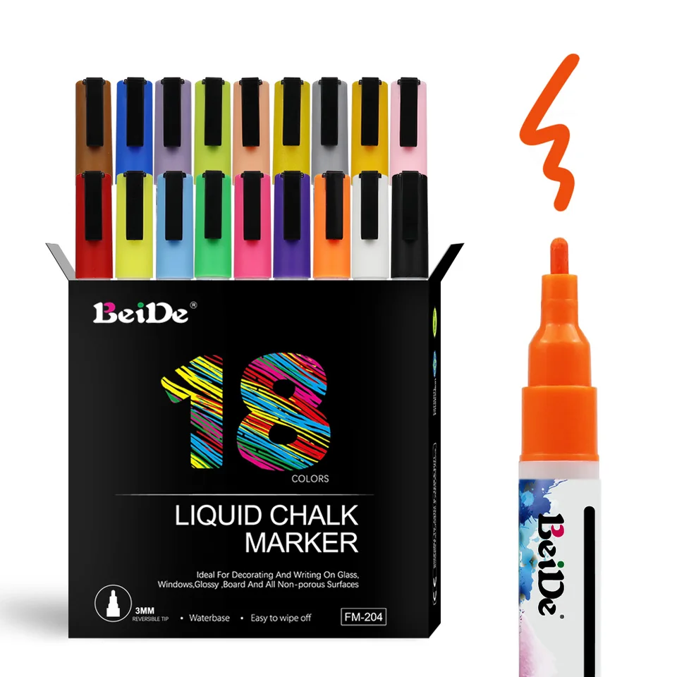 Liquid Chalk Markers,18 Pack, Wet Wipe Erasable Ink Chalk Board