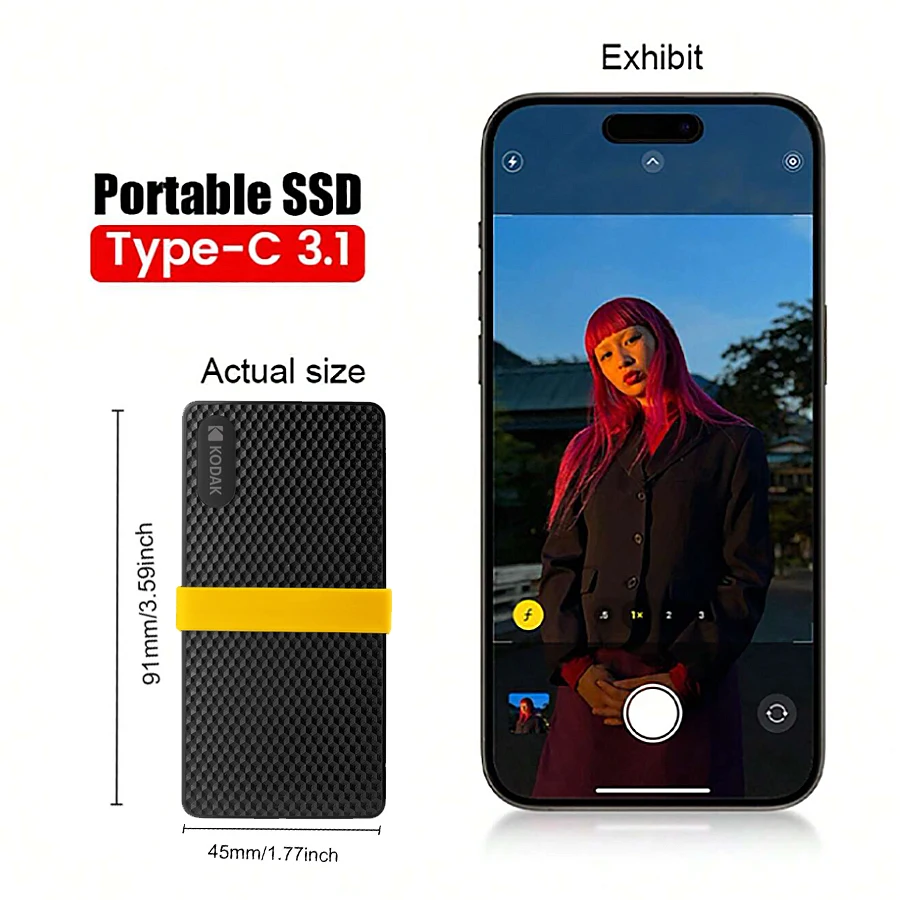 外付けハードディスク・ドライブ KODAK Portable SSD X200 1TB コダックX200ポータブルssd 1テラバイト512ギガバイト256