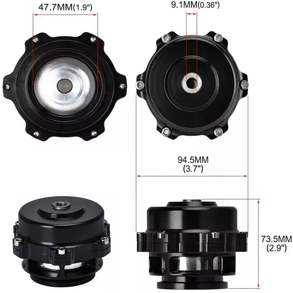 Universal Aluminum 50MM Blow Off Valve Dump Valve BOV with Stainless Steel V-band Flange For High Boost Pressures Black