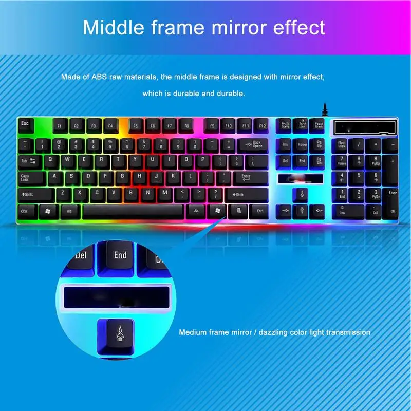 Ergonomic Game Keyboard Compact Game Keyboard Floating Mechanical Keyboards Waterproof Clickable Keyboard For Home Desktop Gamer