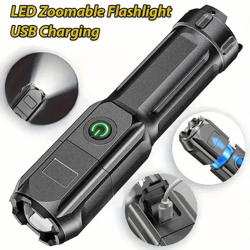 Powerful LED Flashlight USB Rechargeable Telescopic Zoom Tactical Torch for Fishing Camping Hiking Outdoor Lamp led flashlight