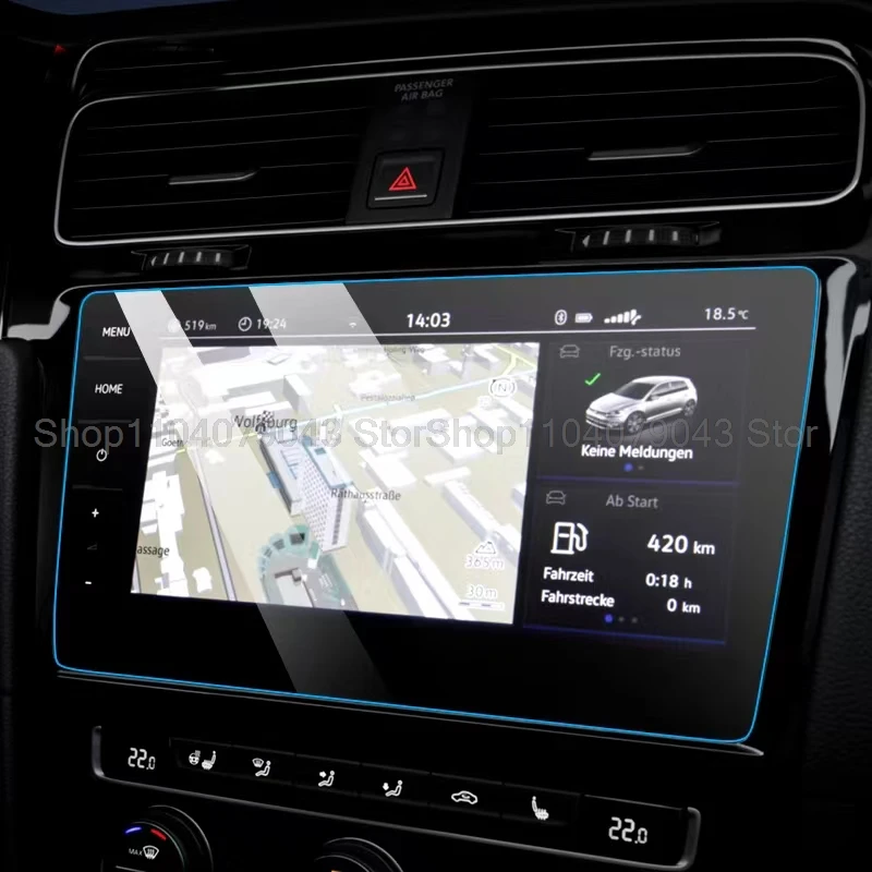 Displayschutzfolie aus gehärtetem Glas für Volkswagen Golf 7 7,5/Facelift 2018–2020, 9,2 Zoll, Auto-GPS-Navigation, 12,3 Zoll Instrument – Detail 2