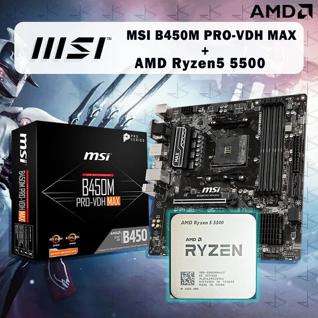 NEW AMD Ryzen 5 5500 R5 5500 + ASUS TUF GAMING B450M PRO S Set Kit Ryzen  Processor B450M Motherboard AM4 All New But Without Fan