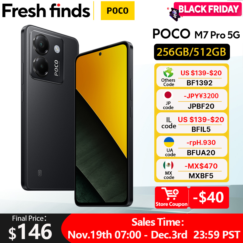 Global Version POCO M7 Pro 256GB 512GB Dimensity 7025-Ultra 120Hz FHD+ Eye-care AMOLED Display 45W Charging 50MP Main Camera 