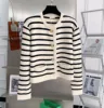 Women Stripe Knitted Cardigans Spring Autumn O-neck Single Breasted Long Sleeve Crop Tops Fashion Casual Chic Female Sweaters 5
