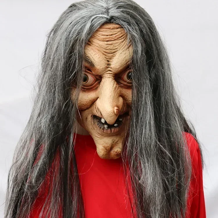 Description Picture 3 of itemEaster Simulation Witch Masks Escape Room Haunted House Female Ghost Head Covers Party Horror Witch Trick Scare Masks