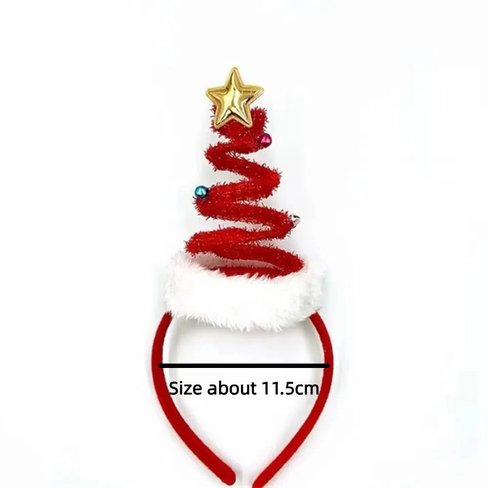 Spring Christmas Headband Fluffy Plush Santa's Hat Christmas Tree Hair Hoop Bells Happy New Year Children Headwear Noel Supplies