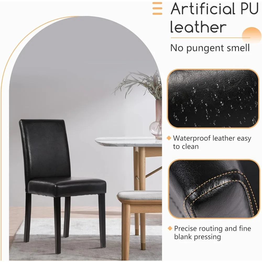 Dining Chairs Set of 4,Dining Room Chairs Upholstered PU Leather Kitchen Chair for Home Kitchen Bedroom Living Room Restaurant 5