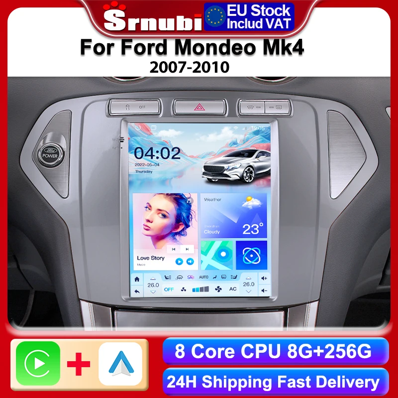 Radio samochodowe Srnubi 9.7 cala do Forda Mondeo mk4 Galaxy A/C 2007-2010 Multimedia Video 2Din 4G WIFI GPS Carplay Android Nawigacja