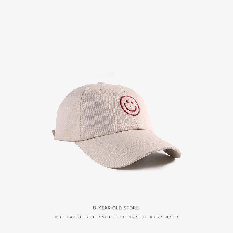 Sun Hats Ladies Baseball Caps 1pc Smile Face Baseball Cap Lettering Embroidery Cap Sunscreen Hat Light Weight Adjustable Hat for Daily Use