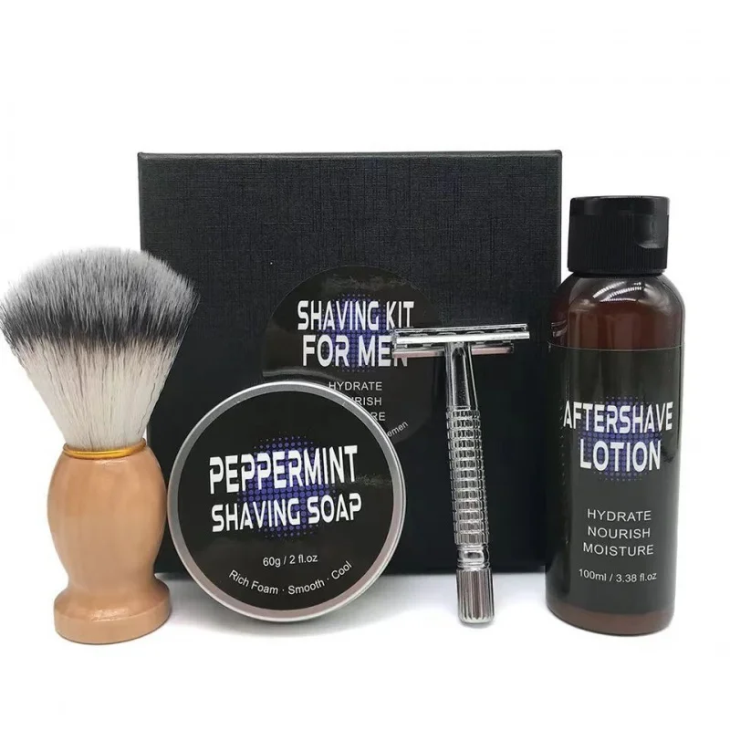 Men's Shaving Set Shaving Cream Brush Aftershave Lotion Facial Beard Care Suit