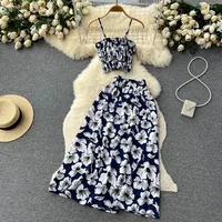 Beach Vaion Floral ter Top And Skirt Set Women's Sexy Crop Top Skirt Two Piece Set Summer 2023 Faion Trend - Image 3