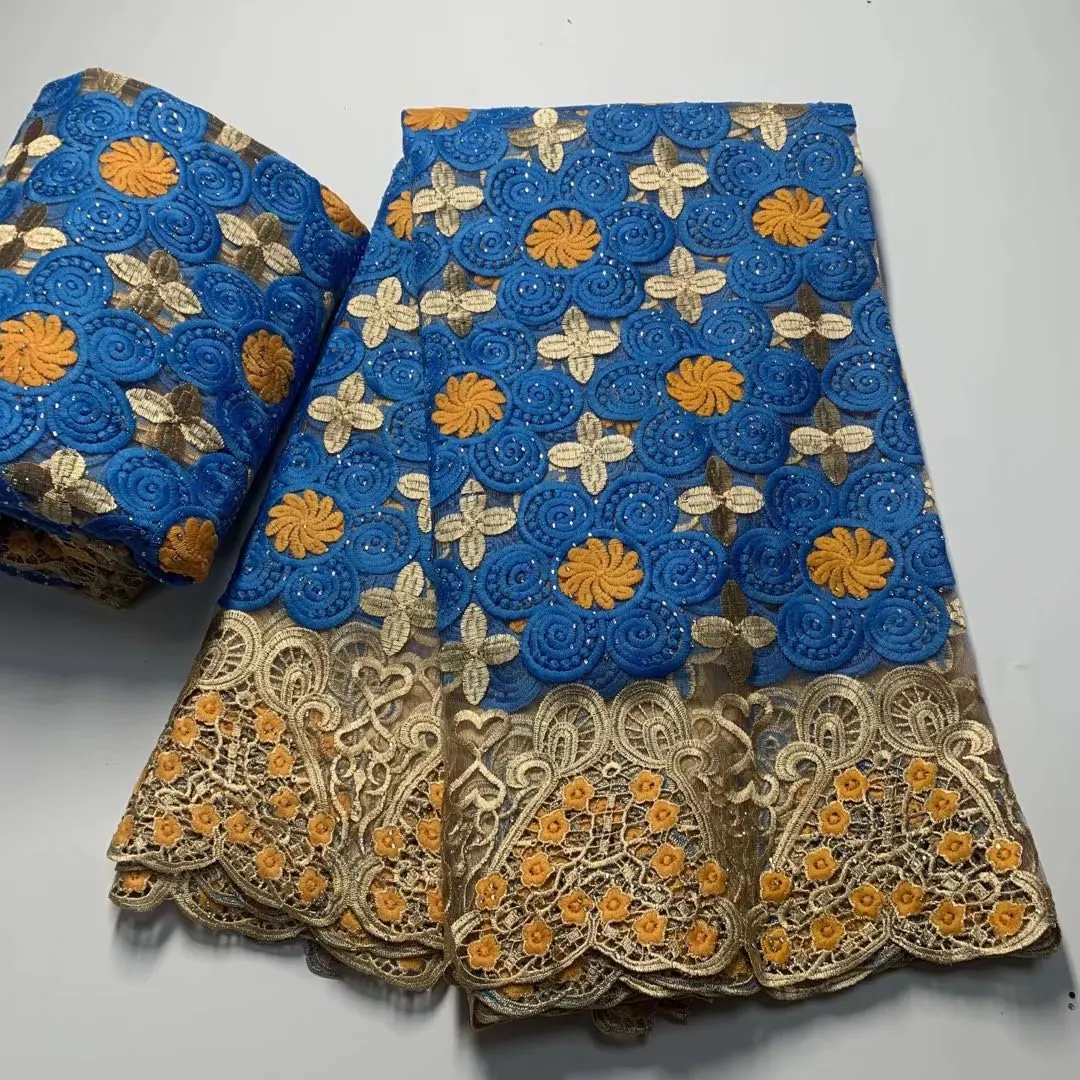 2022 High Quality African Lace Fabric With Stones African Embroidery Guipure Lace Fabric For Nigerian Net Lace Women Dress 